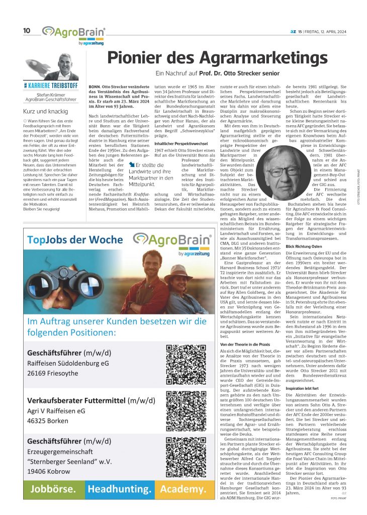 Nachruf auf Prof. Dr. Otto Strecker senior INITIATIVE für